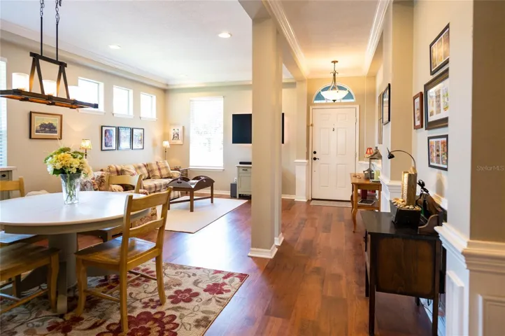 Front living room with laminate flooring