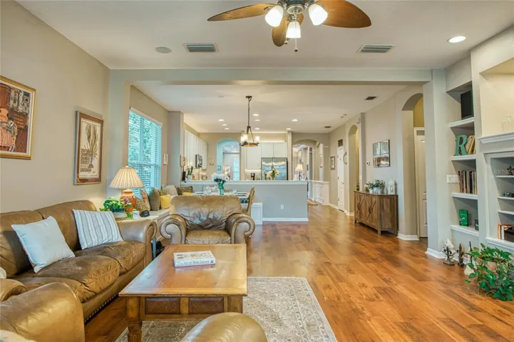 Family room with gleaming floors