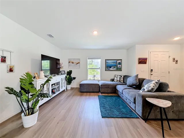 the laminate flooring is throughout the home