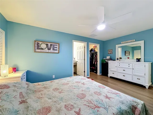 this shows the beautiful main bedroom