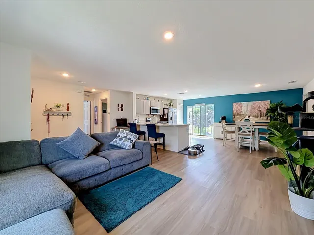 the living room to the dining room
