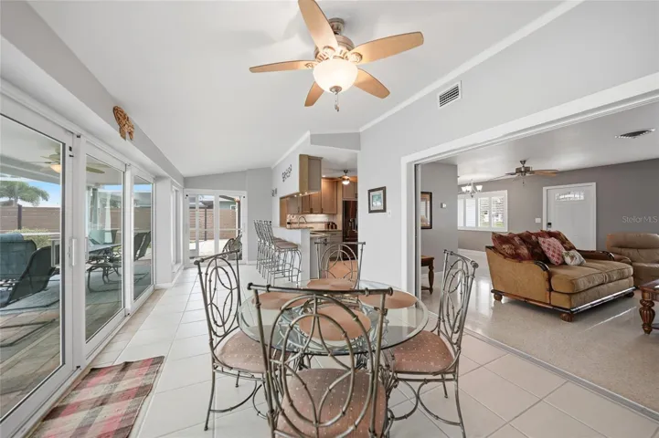 Family room being used as dining room