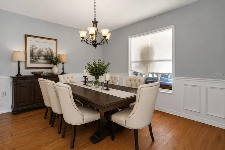 Family Room Virtually Staged as Dining Room
