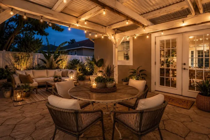 Covered Backyard Patio Virtually Staged