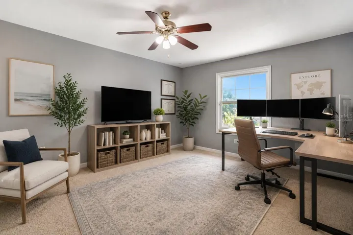 Third Bedroom Virtually Staged as an Office Room