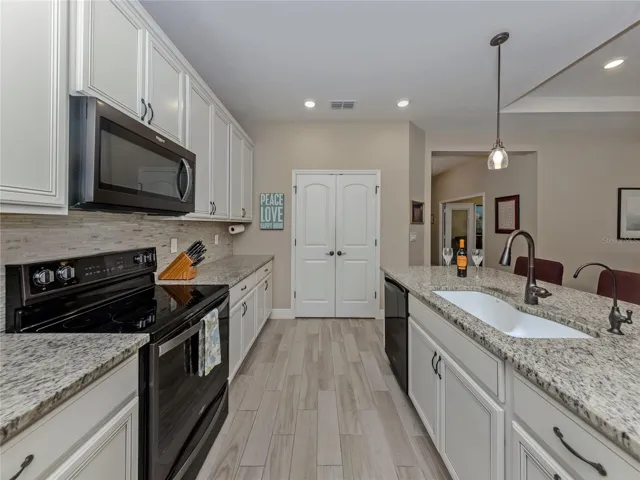 Solid wood cabinetry, soft close drawers with double door pantry