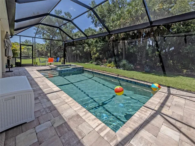 This beautiful pool offers plenty of space for playing games!