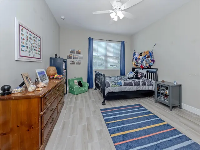 The first bedroom is located on the front of the home.