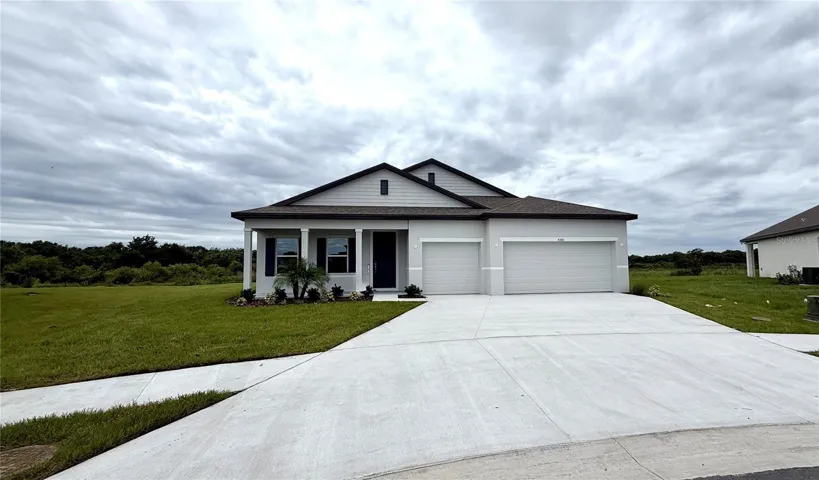 Long driveway, spacious yard