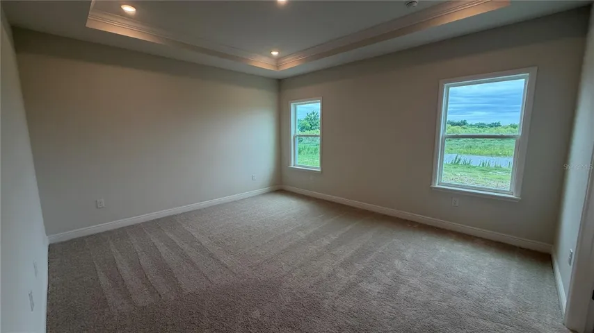 Primary bedroom with tray ceiling