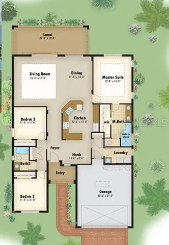 Floorplan - the entrance to the 3rd bedroom is located from the hallway towards the kitchen by glass sliding pocket doors