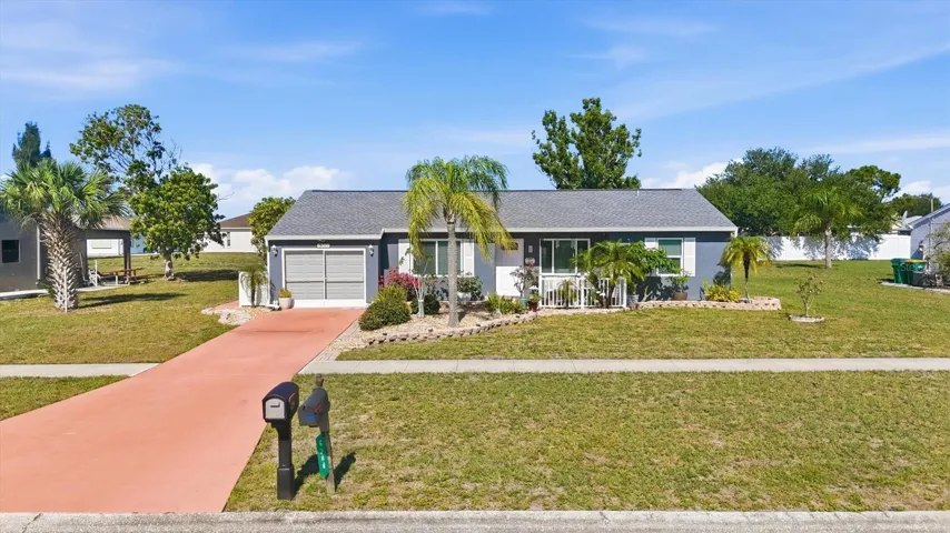 Front View with long driveway