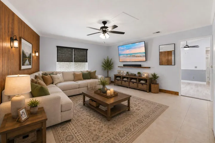 Oversized Family Room! Super Comfy, right?!*virtually staged*
