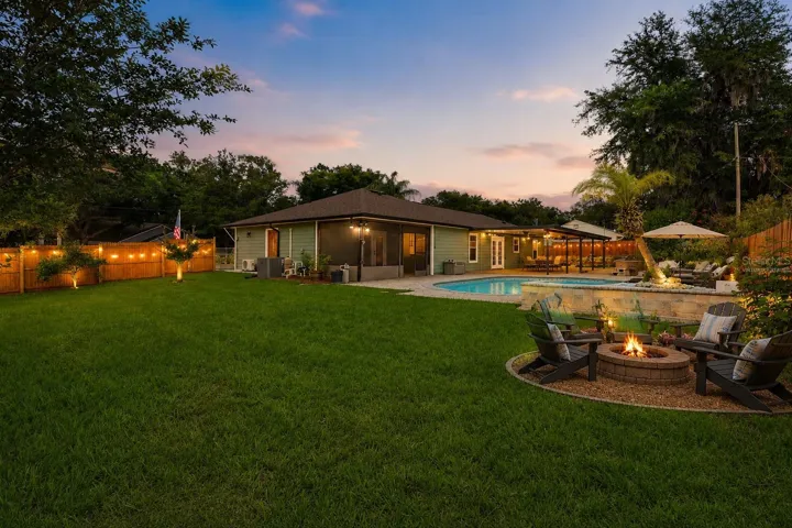 Dusk Photos. Enough space to add a beautiful fire pit *Fire Pit Virtually Staged*
