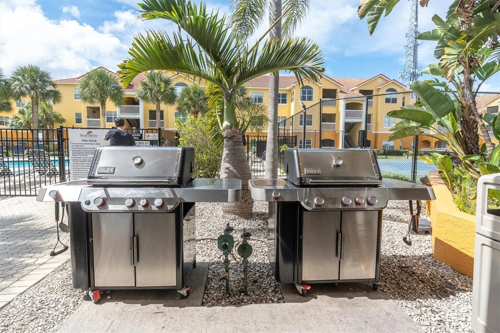 Poolside grilling area