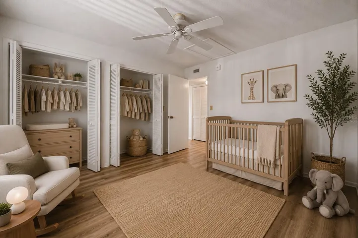 Virtually staged.Second Bedroom.