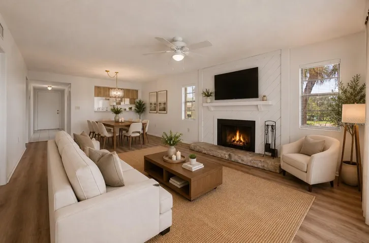 Virtually staged.Great room.