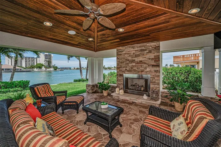 Spectacular outside covered lanai with Fireplace
