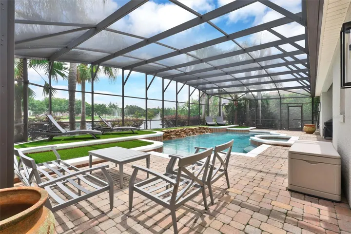 Pool area with waterfall