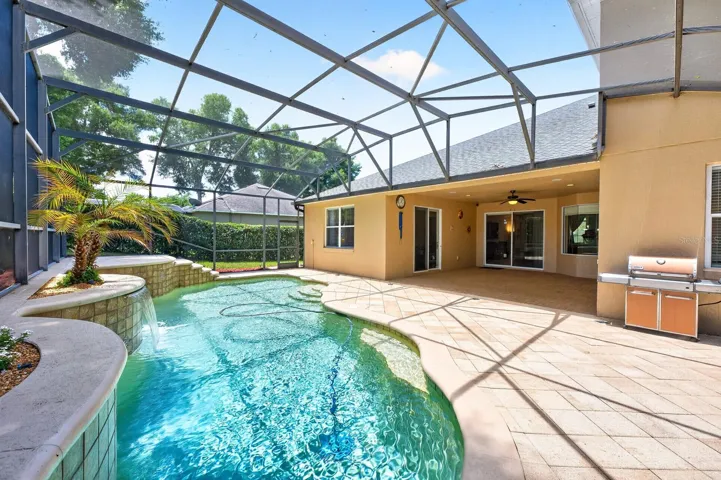 Lanai overlooks a private screened pool.