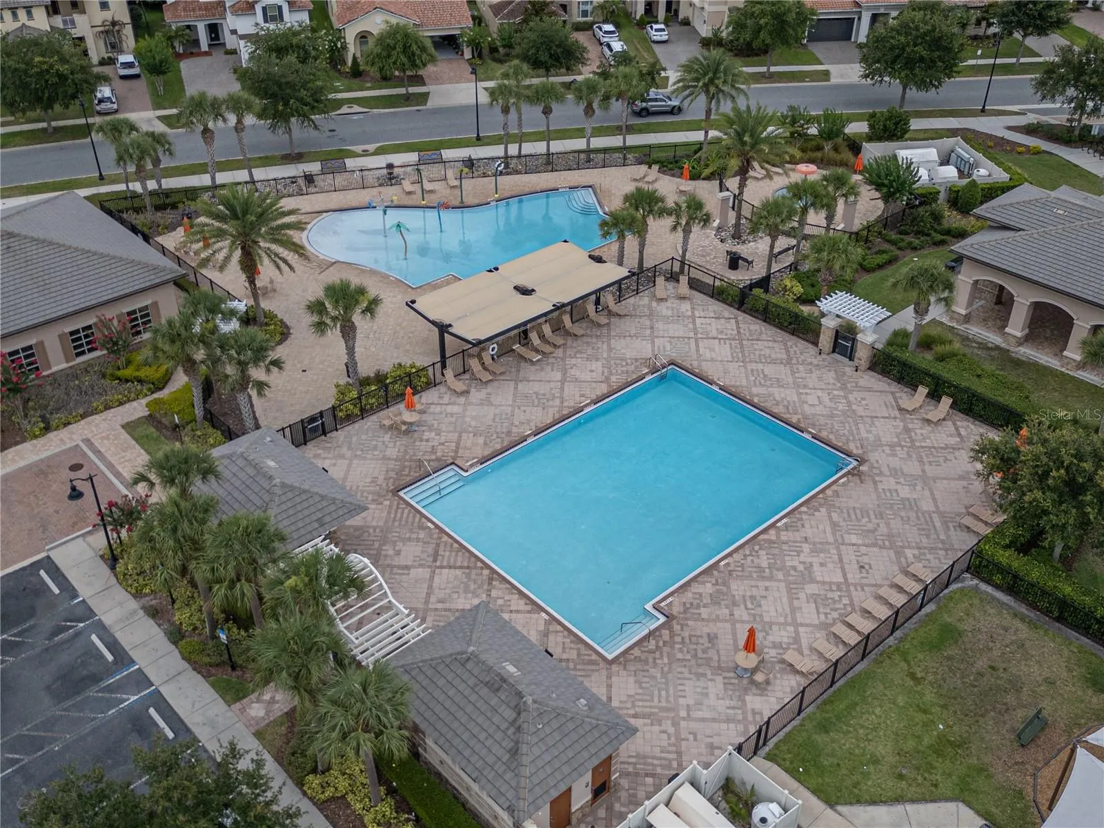 Aerial view of the pools at the Clubhouse