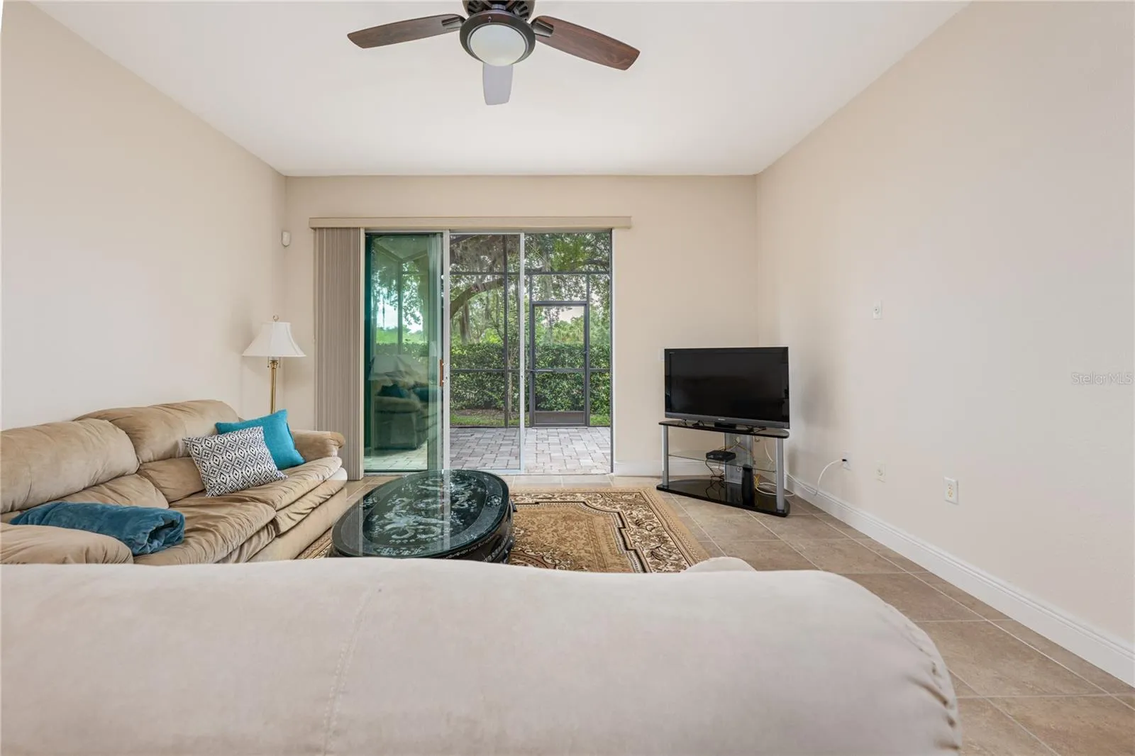 Living room facing patio