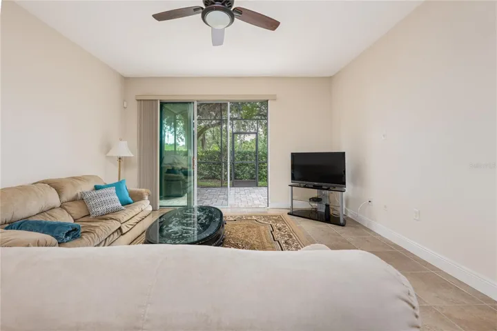 Living room facing patio