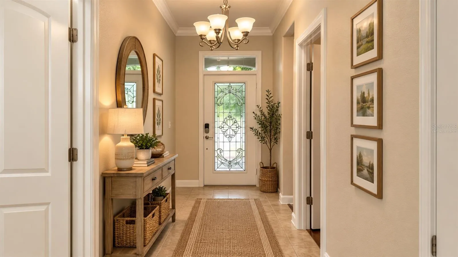 VIRTUALLY STAGED FOYER FURNITURE WITH FURNITURE
