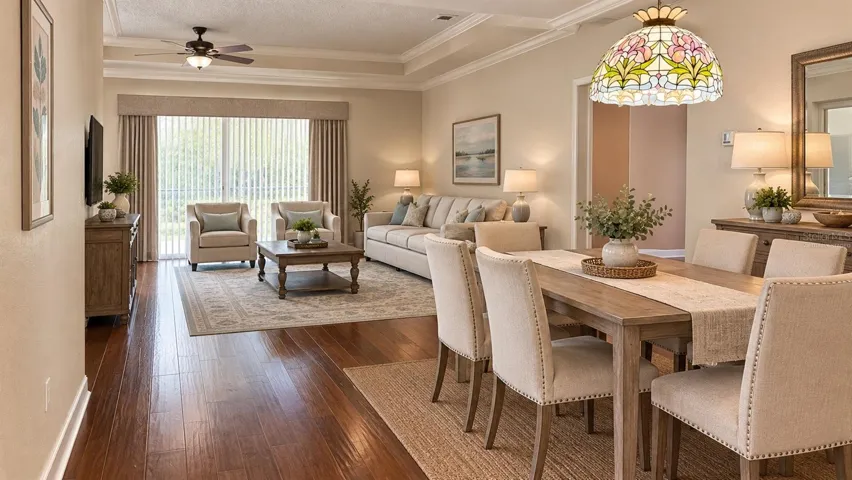 VIRTUALLY STAGED DINING ROOM &amp; LIVING    ROOM