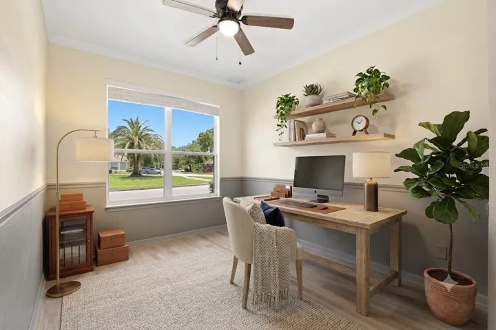Staged picture of the office, first floor