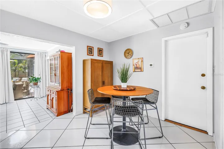 Off the kitchen dining room.