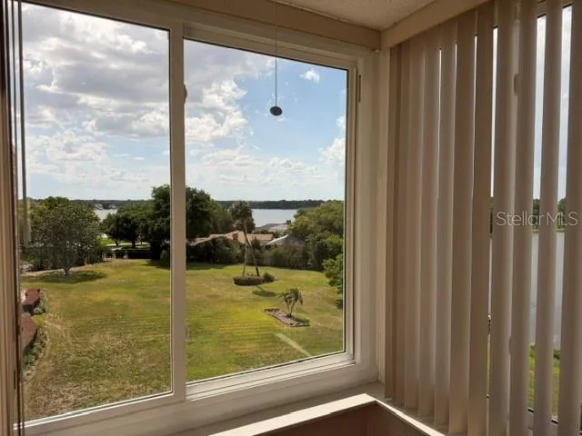 Looking out the window westward to Lake Mirror & sunsets