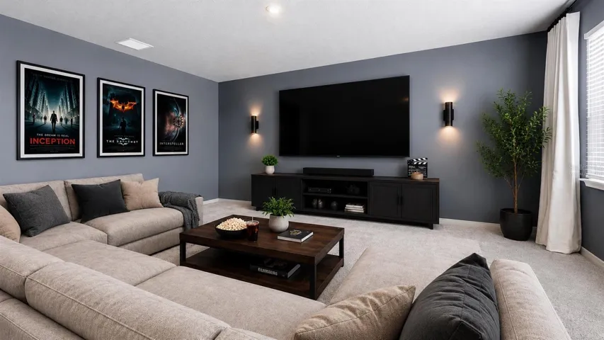 Media/Game Room Virtually Staged
