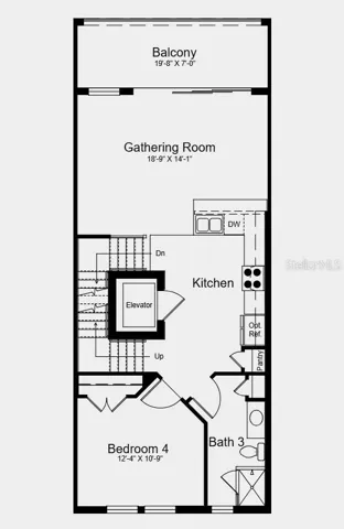 Main Level Floor Plan - Additional Highlights Include: private dock, Café series appliance package, laminate flooring throughout, tile flooring in the bathrooms, oak stair treads and painted risers, and front load laundry package