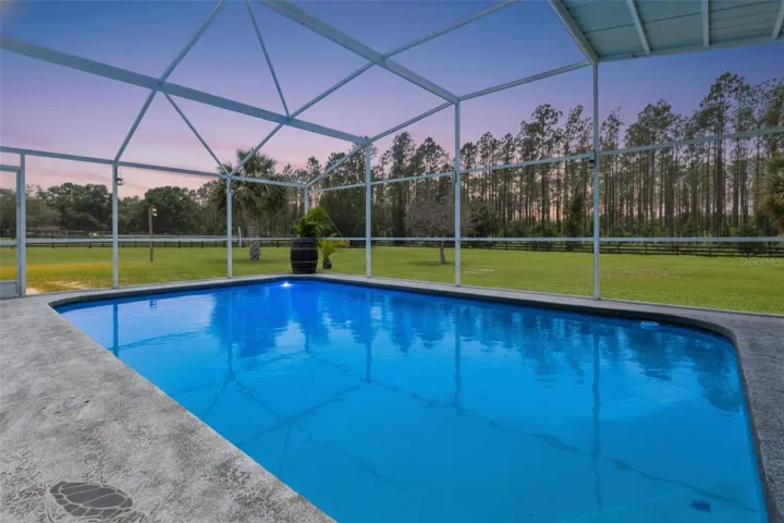 Pool at Dusk with blue light on