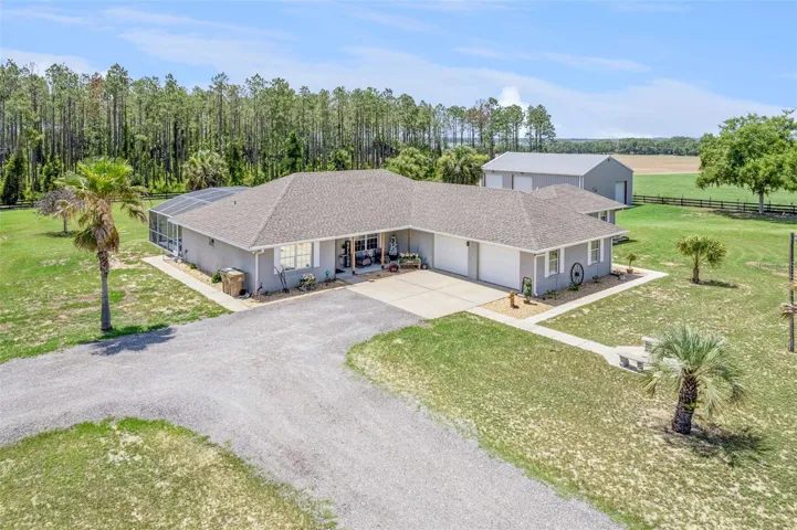 Aerial Driveway Entrance to home towards Emeralda Marsh