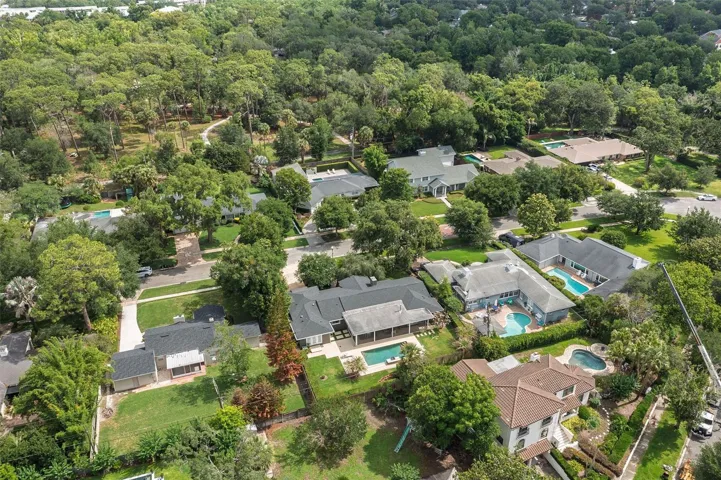 Aerial to Mead Gardens across the street