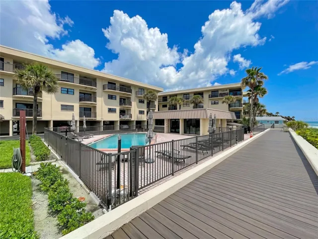 Poolside and boardwalk along the beach