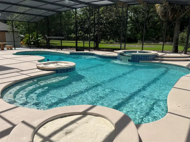 Let's go for a swim in the MASSIVE 35,000 gallon 33 FT x 46 FT POOL.  Swim, float, Marco Polo, Water Volleyball, and BBQ's will happen right here building your stash of memories.