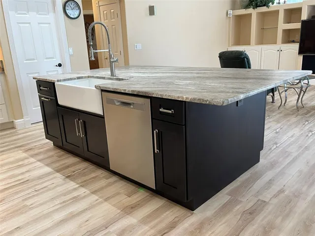 The Fully remodeled kitchen has new everything and it's beautiful.