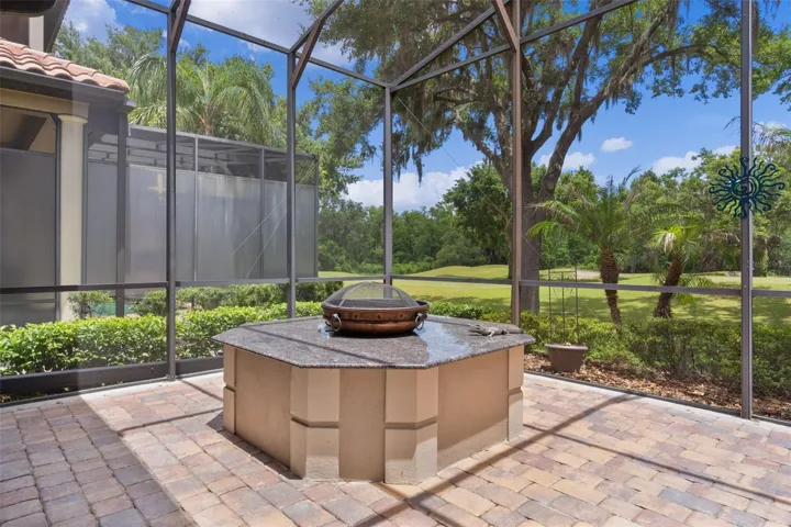 Gas fire pit on lanai