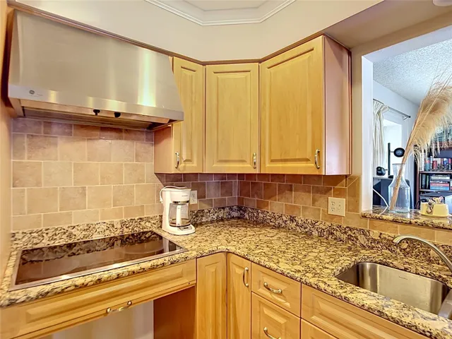 Granite countertops and abundant cabinet space