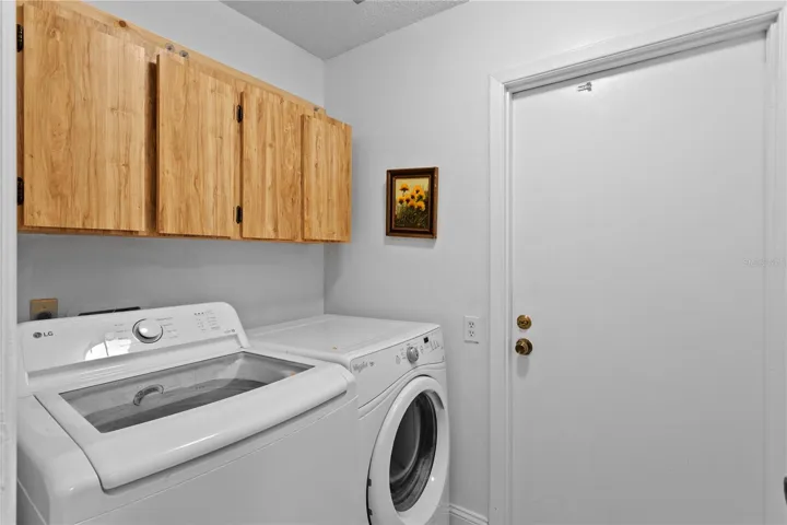 Laundry room leads to garage