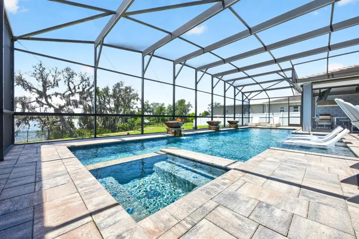 Private screened pool and spa.