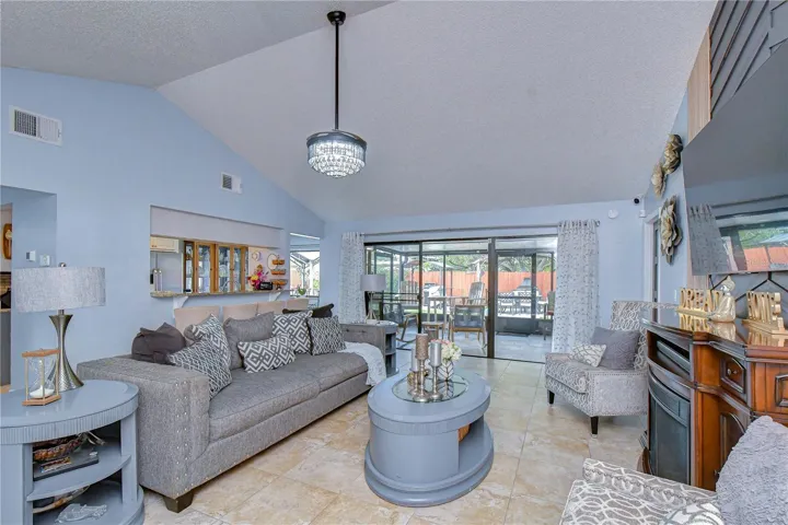 Living room view toward sliding glass doors