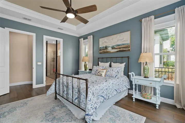 Primary Suite with the Upgraded side wall windows and a Tray Ceiling