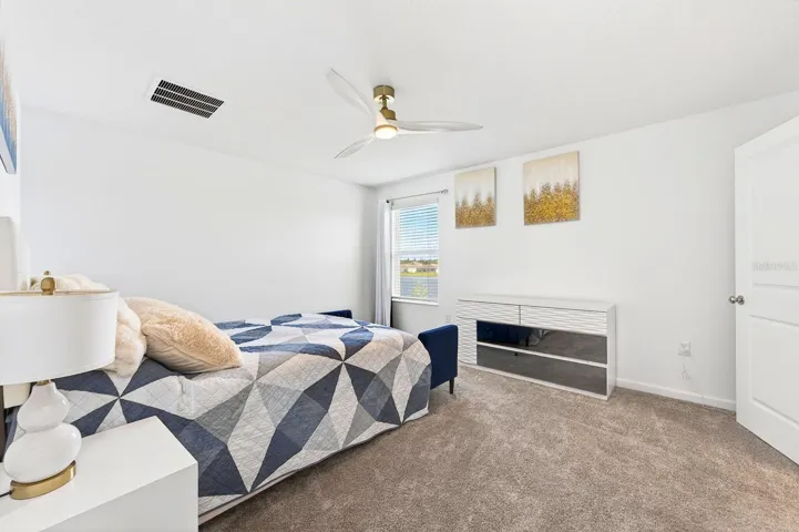 Light, bright primary suite.