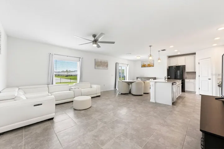 Light filled open concept main floor has water views.
