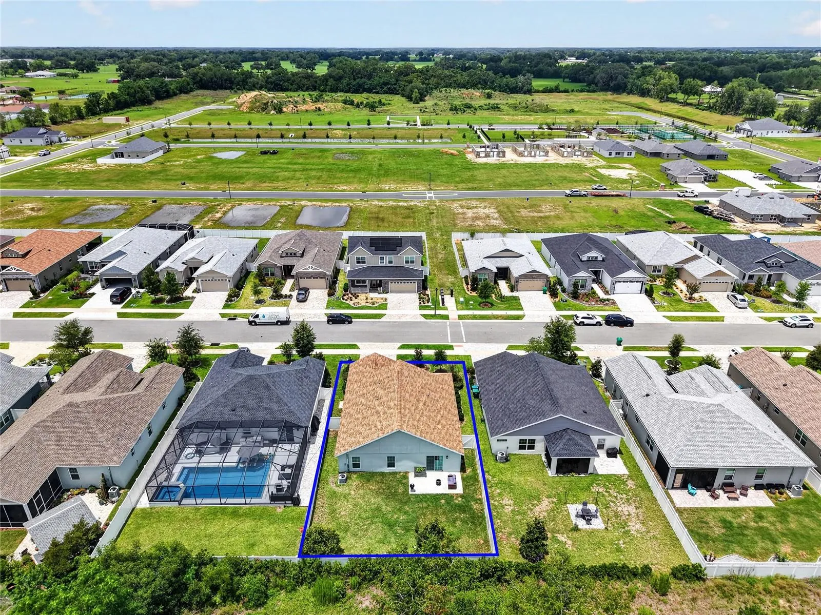 Aerial Rear Elevation with Property Lines
