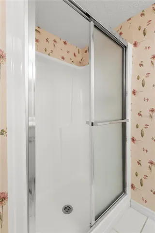 Step in shower in guest bath with pull down sprayer